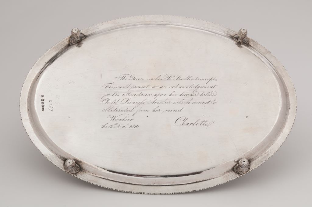 George III silver inkstand, 1789, presented to Matthew Baillie by Queen Charlotte in 1810,