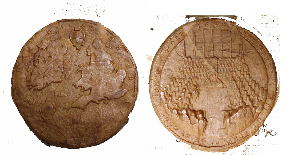Seal from Letters Patent by Oliver Lord Protector exemplifying an Inquisition Post Mortem Ricardi Hale, 30 May 1651