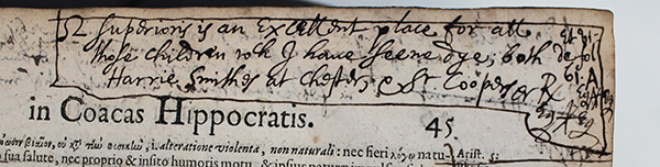Handwritten annotation at the top of a printed page.