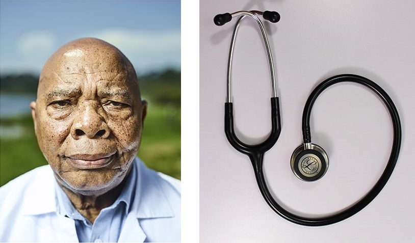 composite image of a portrait and stethoscope