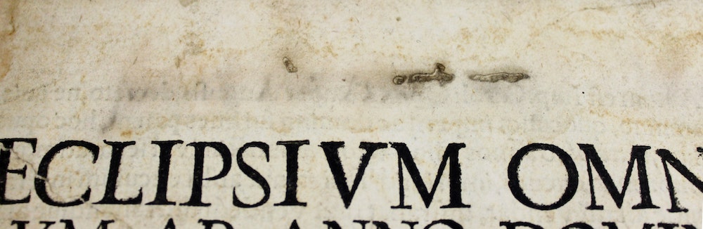 Eclipsium omnium ab anno Domini 1554 usque in annum Domini 1606 accurata descriptio et picture. Cyprian von Leowitz, published Augsburg, 1556.