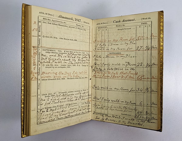 Handwritten page of diary of Augustus d’Este, describing his experience of living with multiple sclerosis