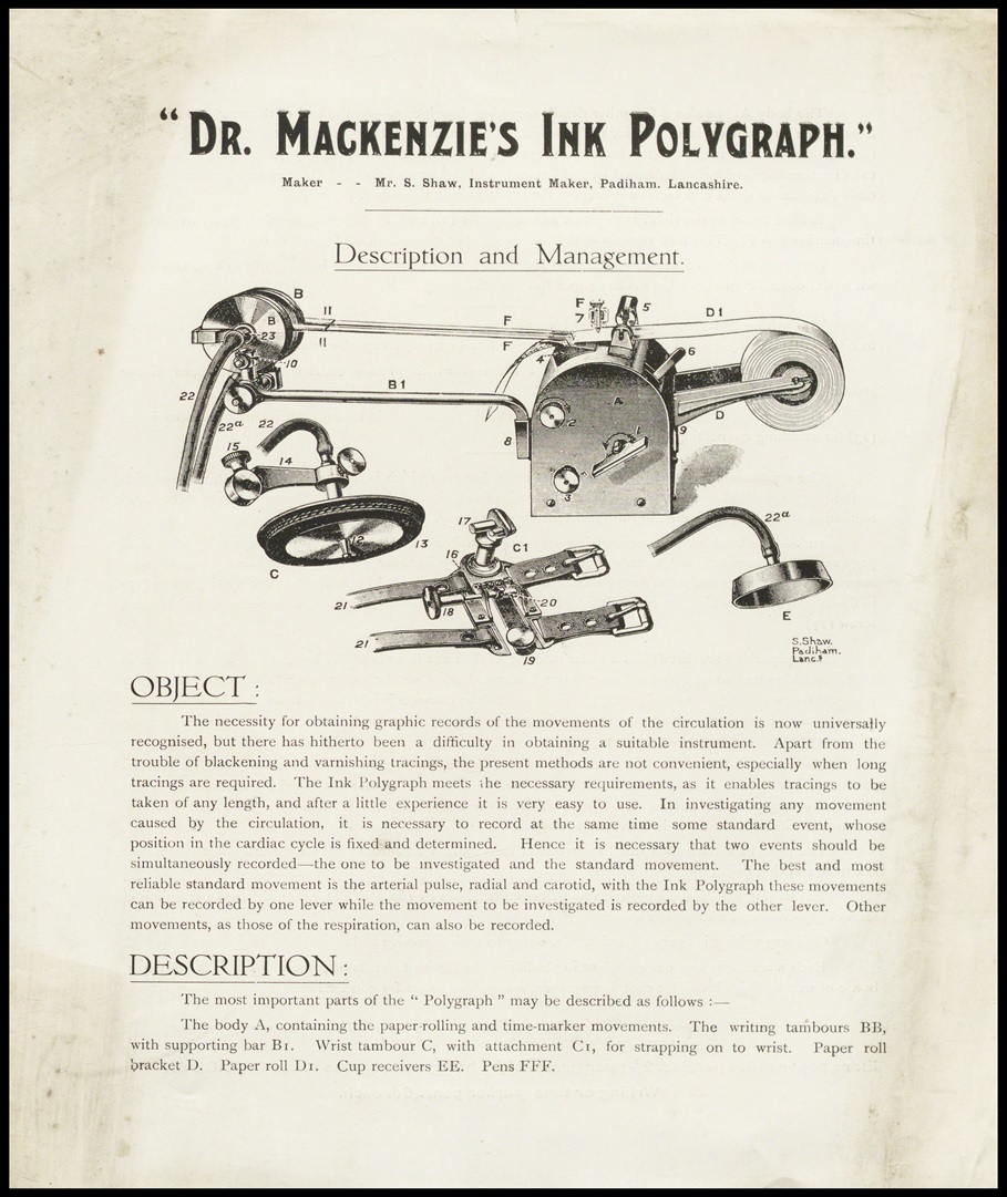 Leaflet describing the Mackenzie polygraph.