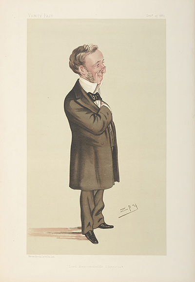 A cartoon of a standing man wearing formal clothes and glasses from the 1900s.