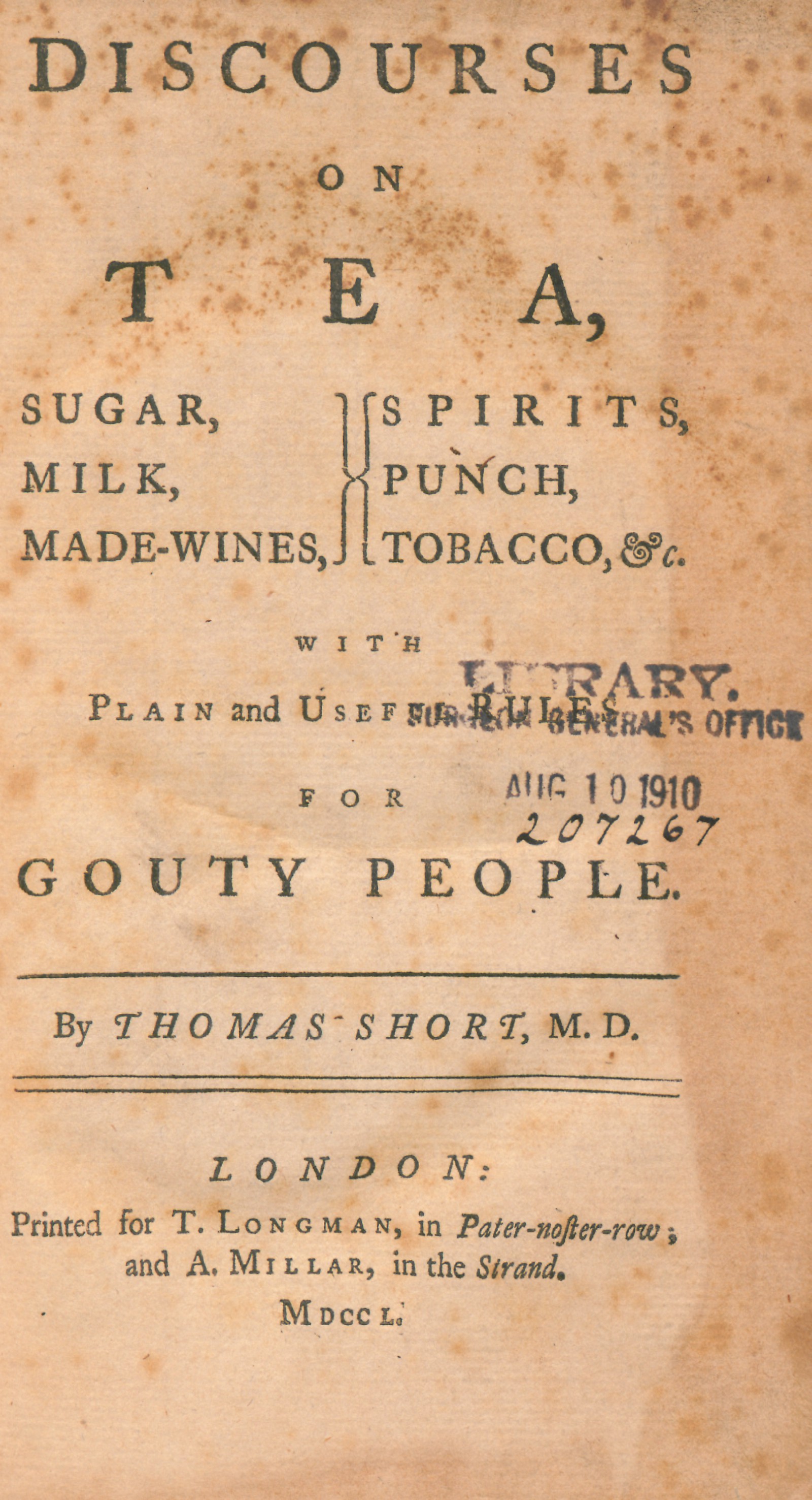 Title page for Discourses on Tea