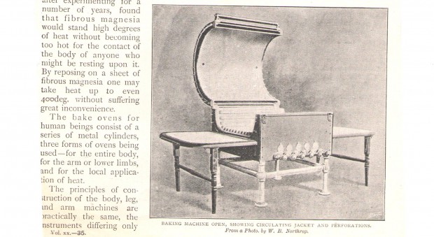 Diagram of the baking machine, ‘The Baking Cure’ in The Strand. WB Northrop, published September 1900.
