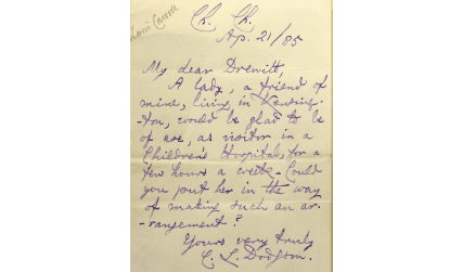 Autograph letter from Charles Lutwidge Dodgson to Dr Dawtrey Drewitt, 21 April 1885