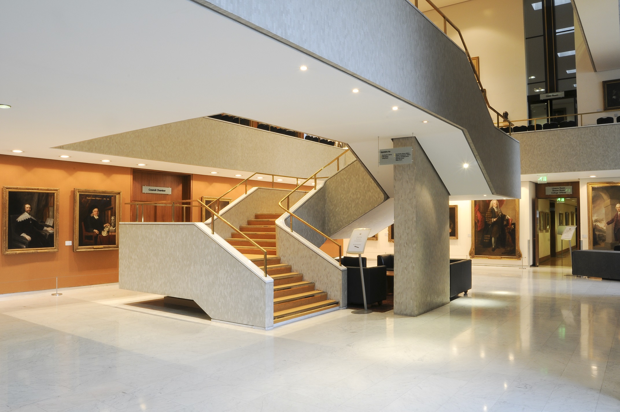 Central staircase in Lasdun Hall at the Royal College of Physicians