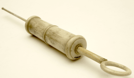 Ivory enema syringe, 17th century, by permission of Wellcome Library, London