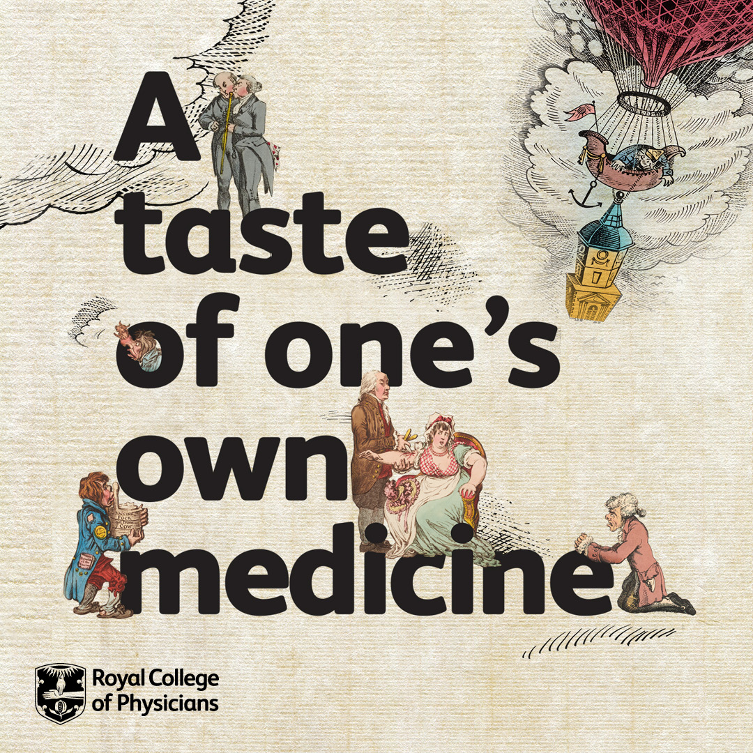 Exhibition graphic reading 'A taste of one's own medicine'.