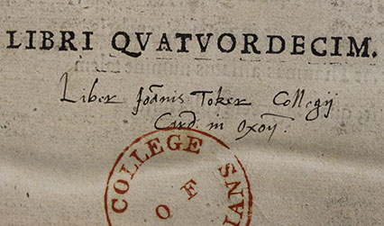 John Toker's ownership inscription