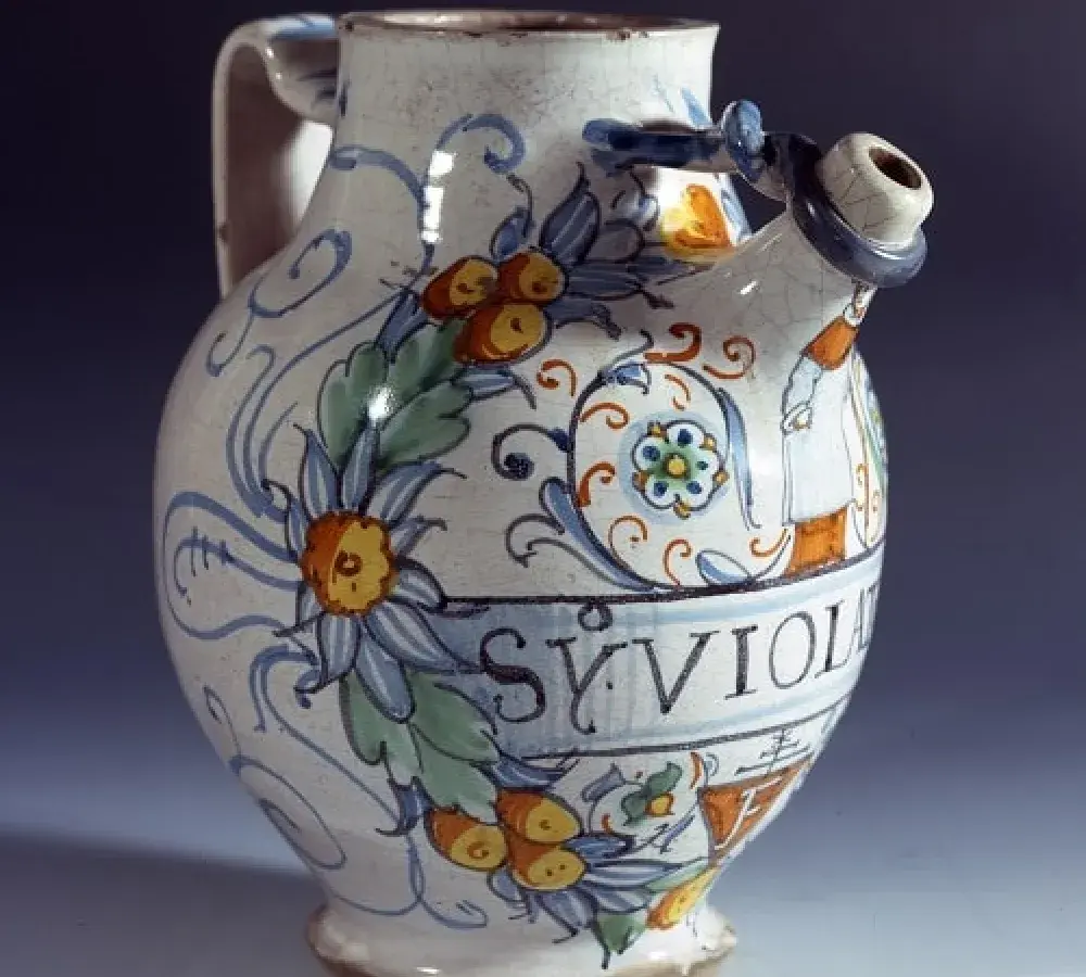 Apothecary jar, Sy Violat Sol, syrup of violets, Italy, 1618