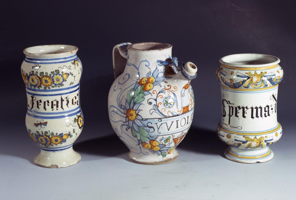 Three apothecary jars from Italy (17th-18th century)