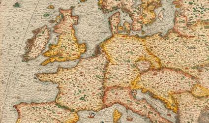 Europe map in La cosmographie universelle, Thevet, published in Paris, 1575