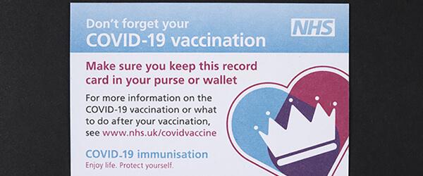 COVID-19 vaccination record card.