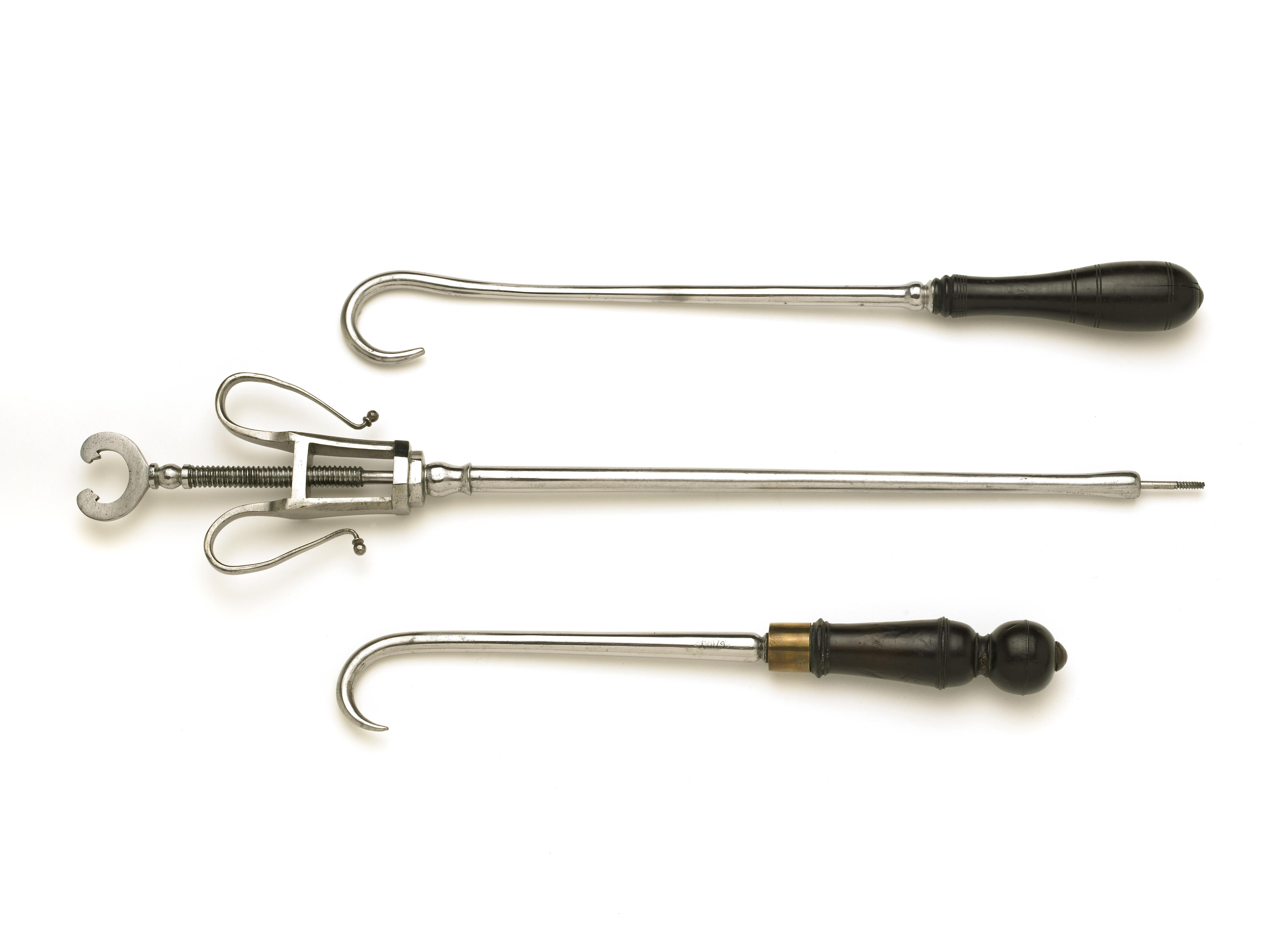 Three instruments for removing bullets from Prujean chest